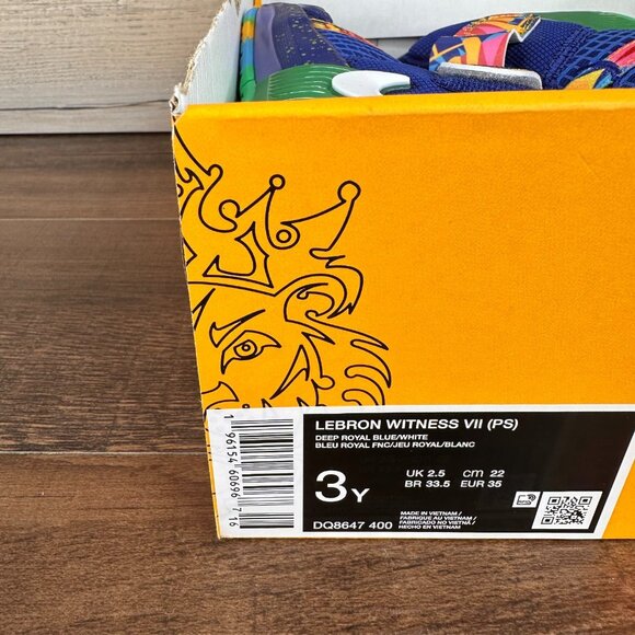 Nike Lebron Witness 7 Kaleidoscope PS Size 3Y Deep Royal Blue White DQ8647 400 - Picture 9 of 9